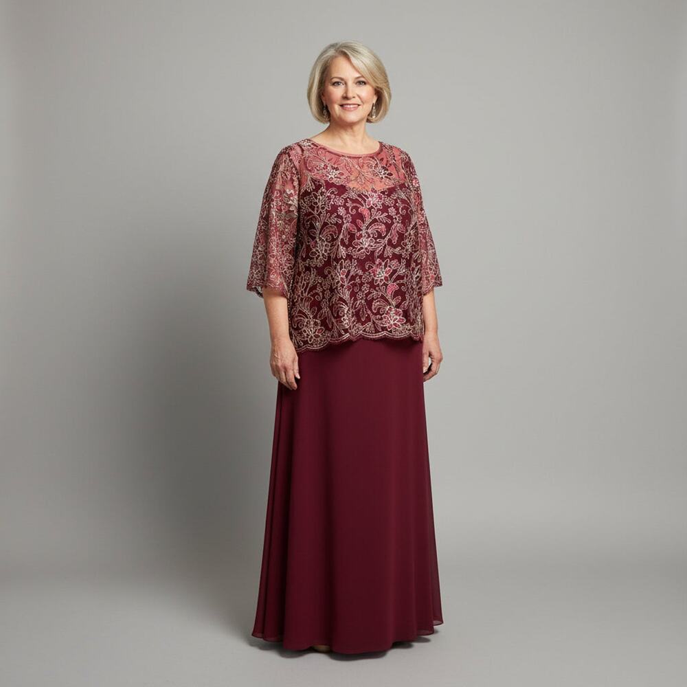 Eva burgundy and gold dress, size 26, NEW WITH TAGS!